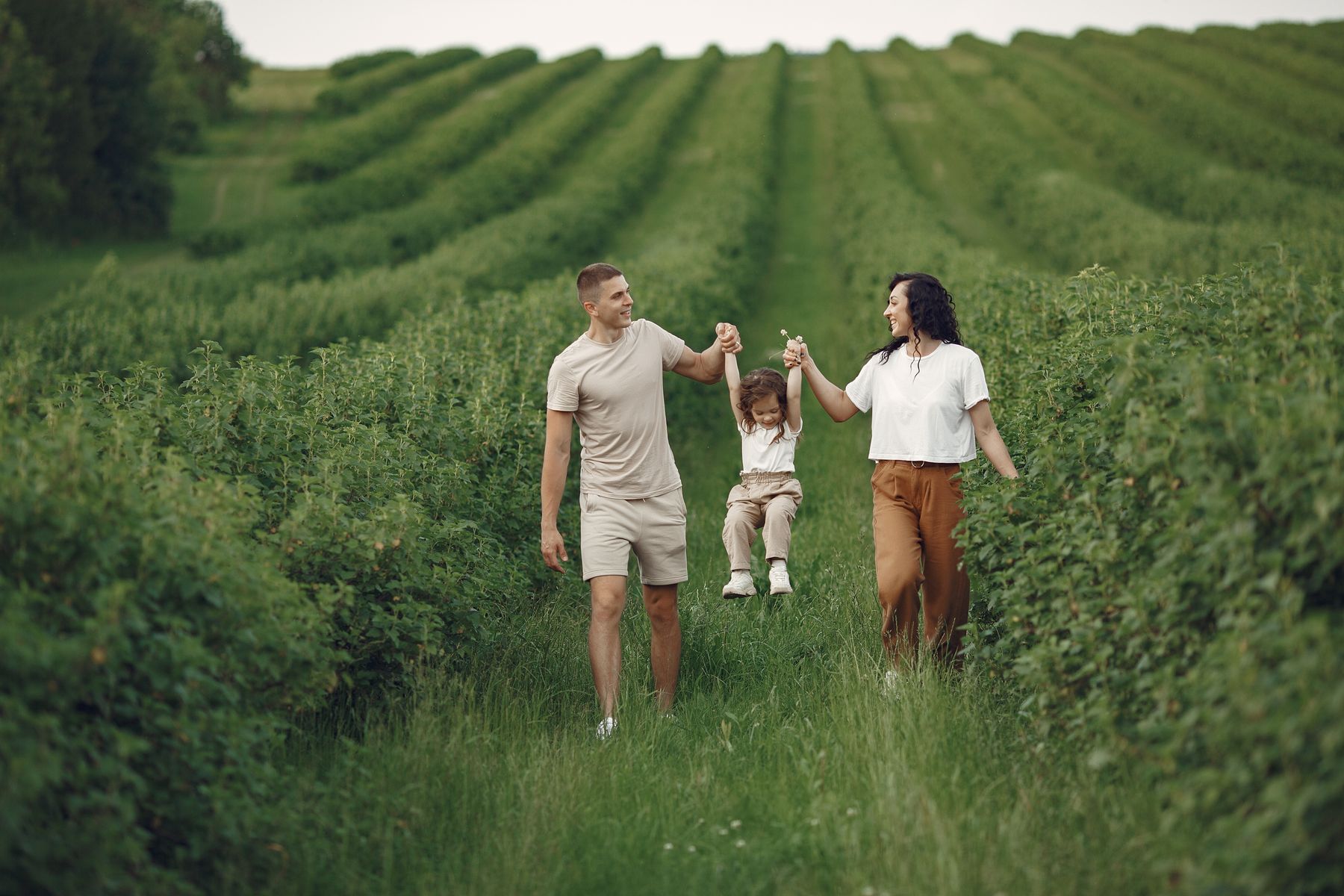 Placeholder: Family walking together through a green field