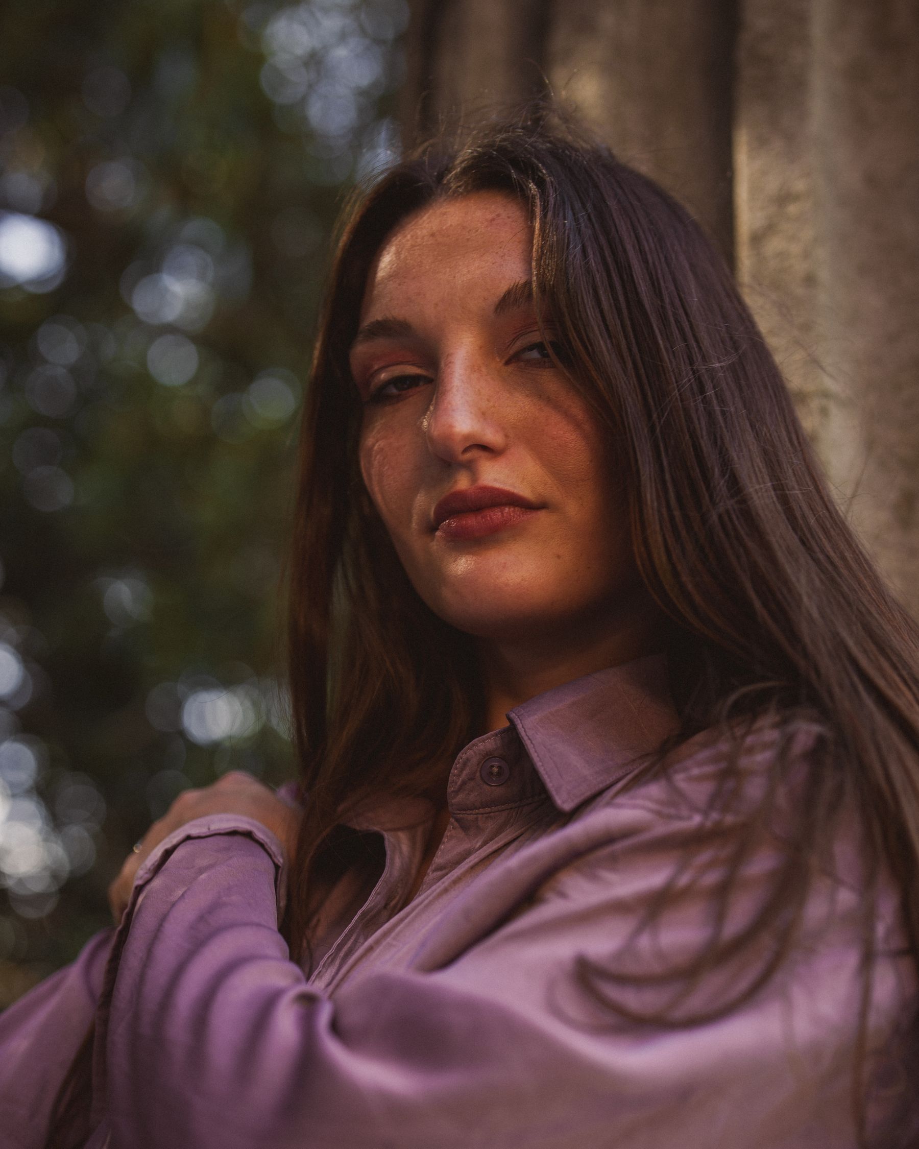 Placeholder: Woman in warm outdoor sunlight